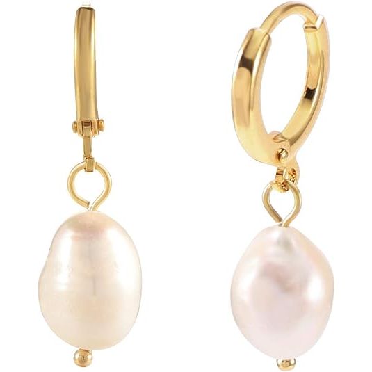 51vKS8YZSGL._AC_SY535_ Elegant 18K Gold-Plated Irregular Pearl Huggie Hoop Earrings