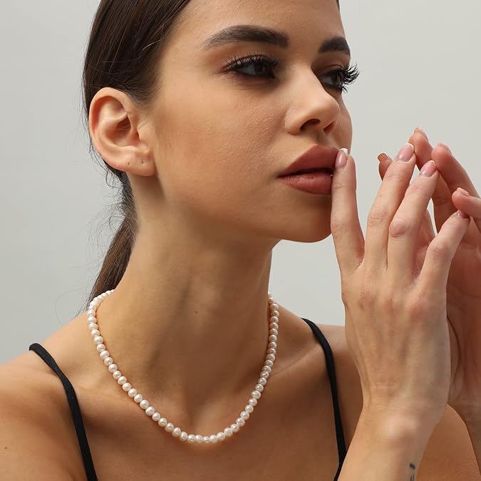 71F3Xpz3QuL._AC_SY675_ Classic Handmade Pearl Choker Necklace - Image 3